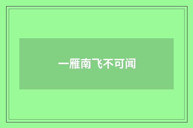 一雁南飞不可闻