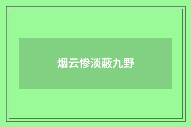 烟云惨淡蔽九野