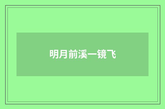 明月前溪一镜飞
