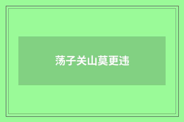 荡子关山莫更违