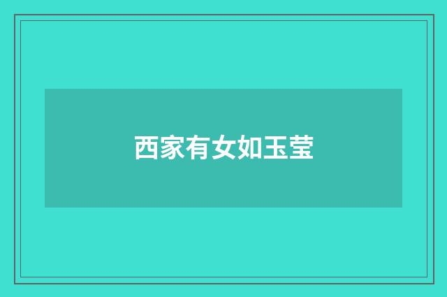 西家有女如玉莹