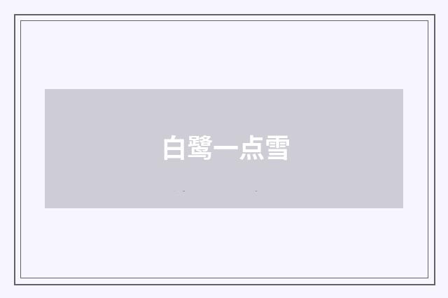 白鹭一点雪