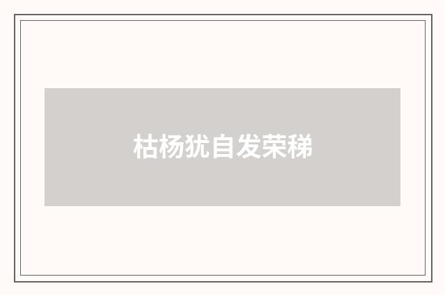 枯杨犹自发荣稊