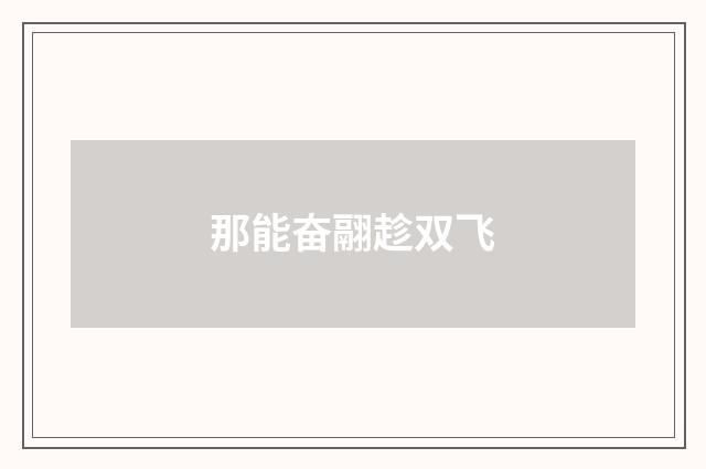 那能奋翮趁双飞