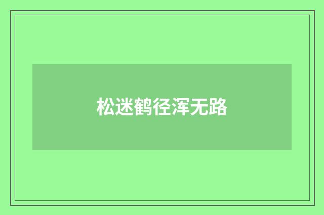 松迷鹤径浑无路