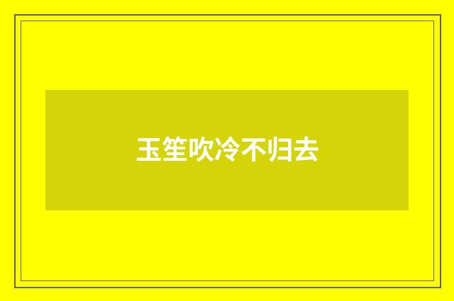 玉笙吹冷不归去
