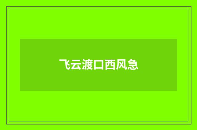 飞云渡口西风急