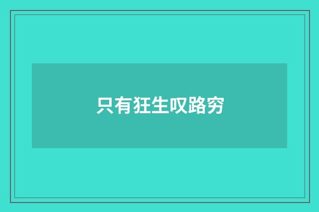 只有狂生叹路穷