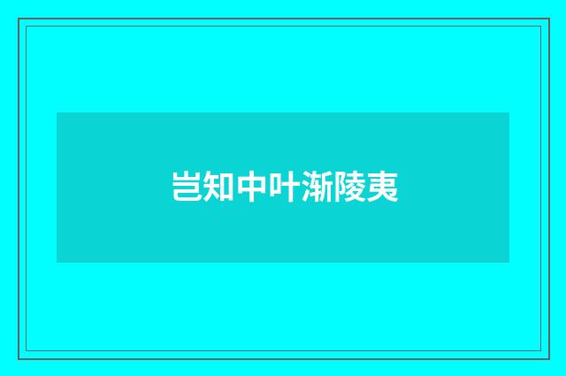 岂知中叶渐陵夷