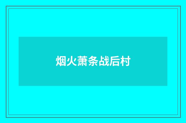 烟火萧条战后村