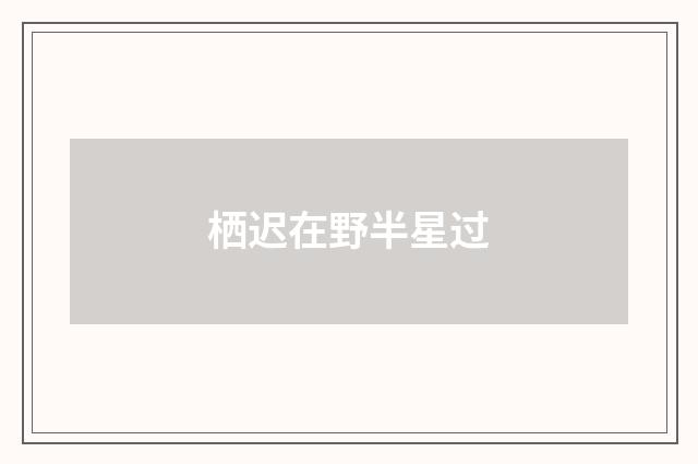 栖迟在野半星过