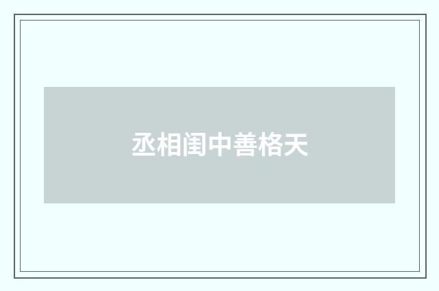 丞相闺中善格天