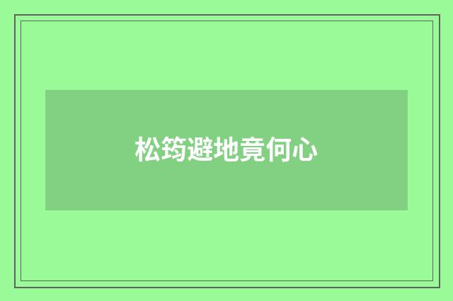 松筠避地竟何心