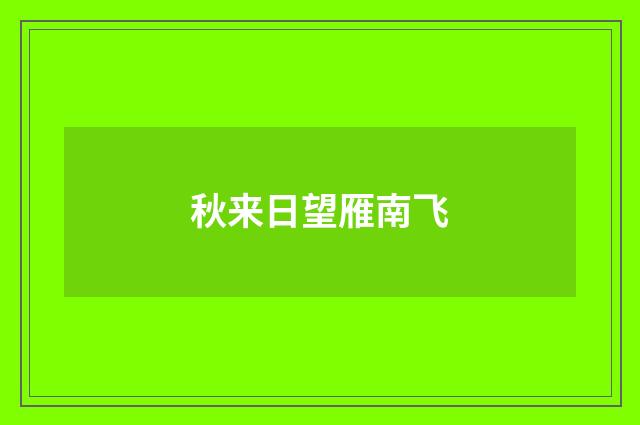 秋来日望雁南飞