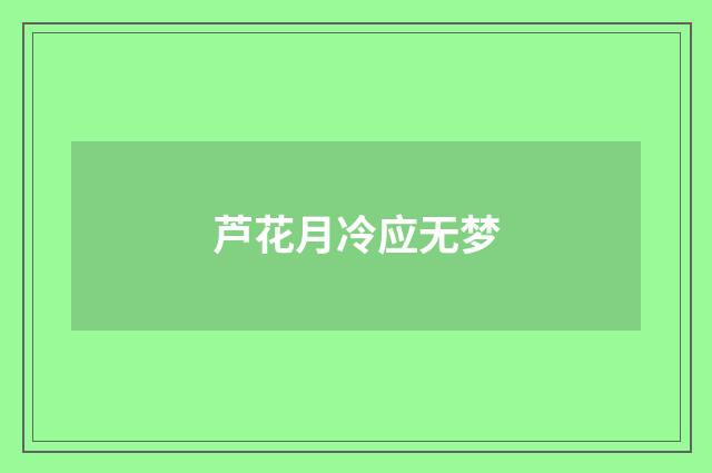芦花月冷应无梦