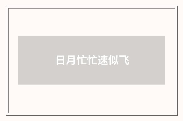 日月忙忙速似飞
