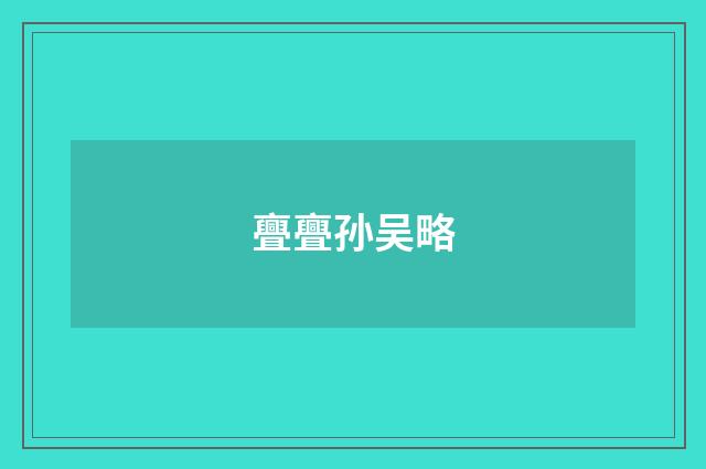 亹亹孙吴略