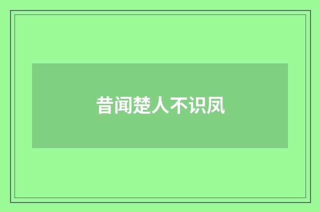 昔闻楚人不识凤