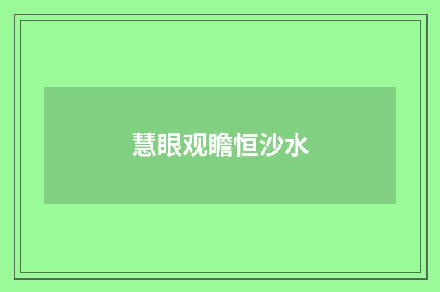 慧眼观瞻恒沙水