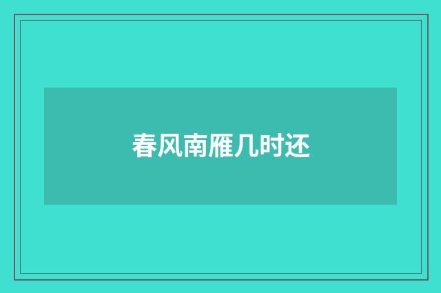 春风南雁几时还