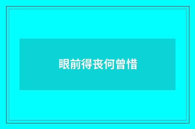 眼前得丧何曾惜