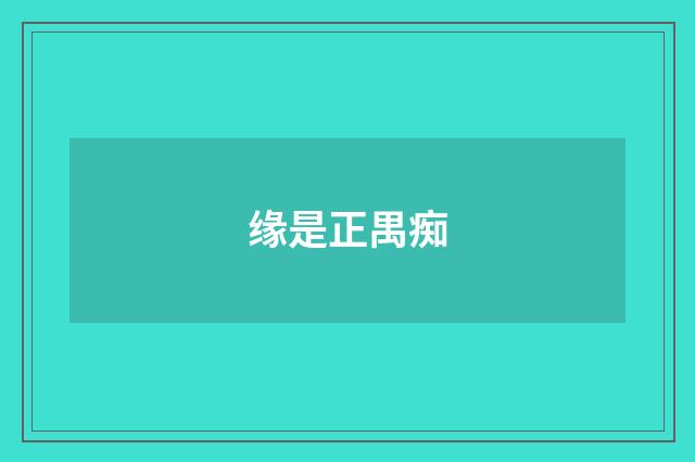 缘是正禺痴