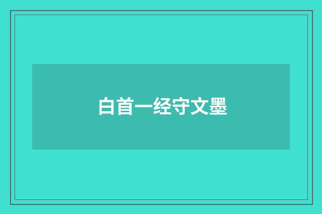 白首一经守文墨