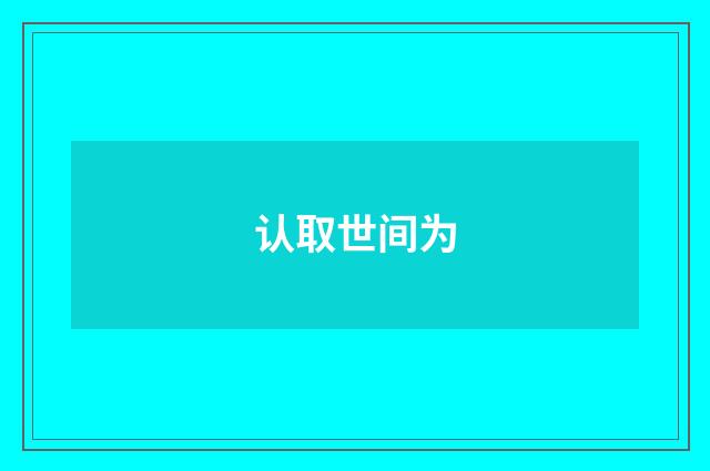 认取世间为