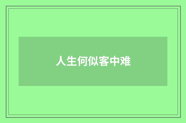 人生何似客中难