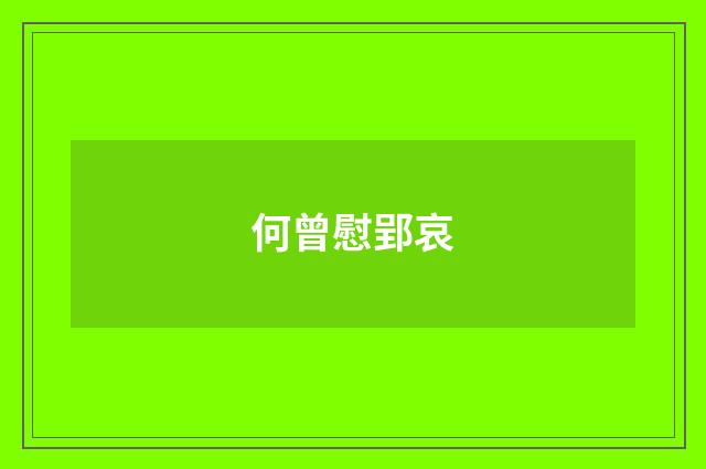 何曾慰郢哀