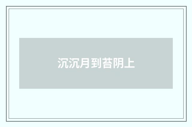 沉沉月到苔阴上