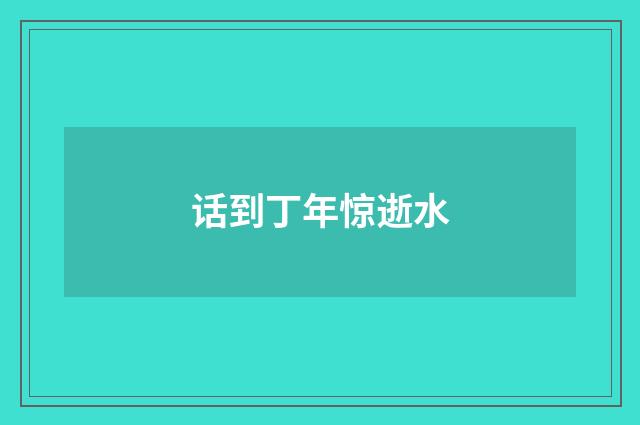 话到丁年惊逝水