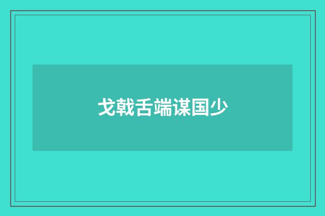 戈戟舌端谋国少