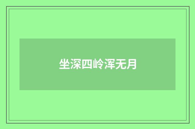 坐深四岭浑无月