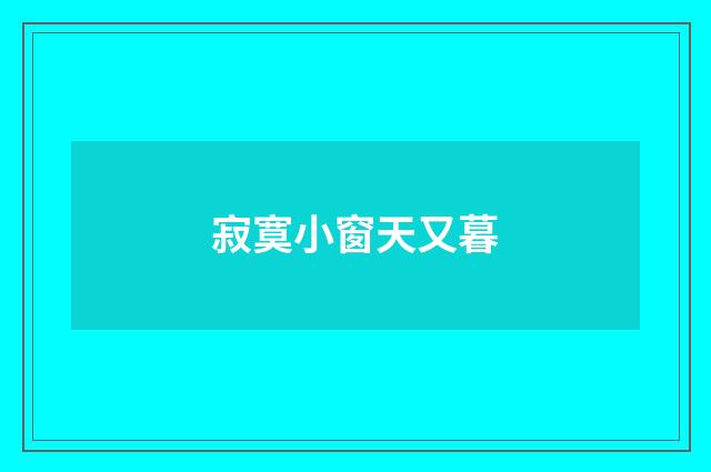 寂寞小窗天又暮