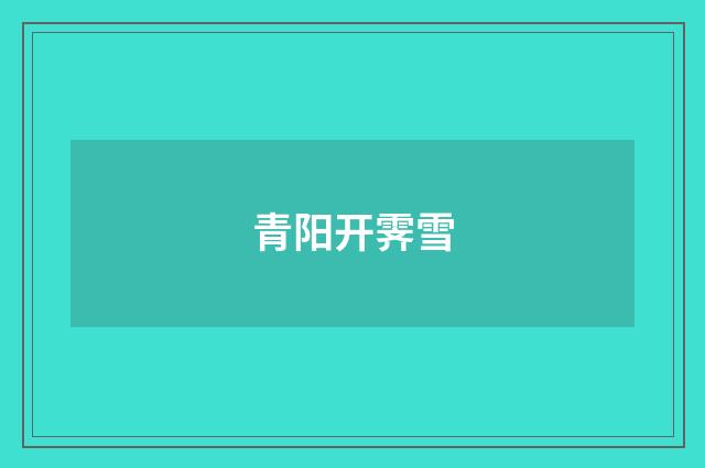 青阳开霁雪