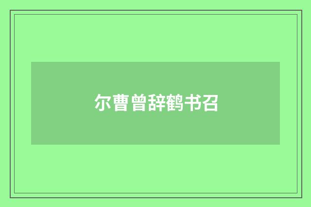 尔曹曾辞鹤书召