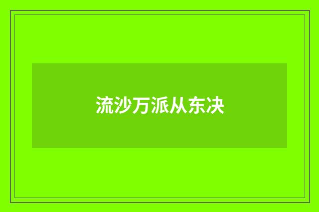 流沙万派从东决