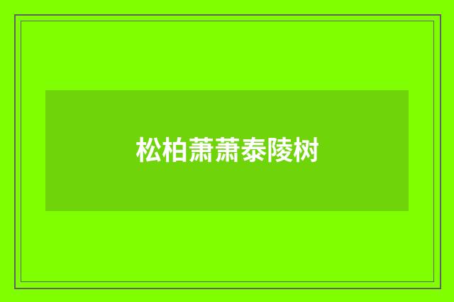 松柏萧萧泰陵树