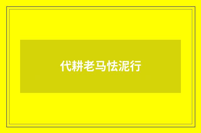 代耕老马怯泥行
