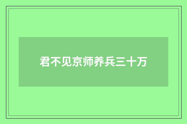 君不见京师养兵三十万