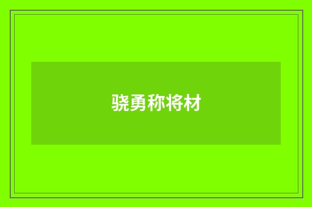 骁勇称将材
