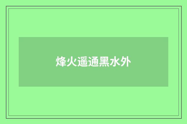烽火遥通黑水外