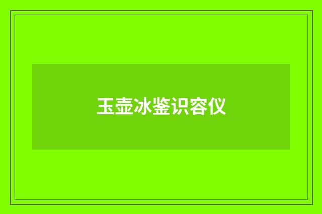 玉壶冰鉴识容仪
