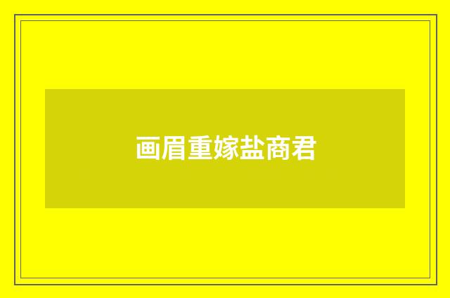画眉重嫁盐商君