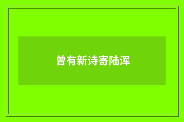 曾有新诗寄陆浑