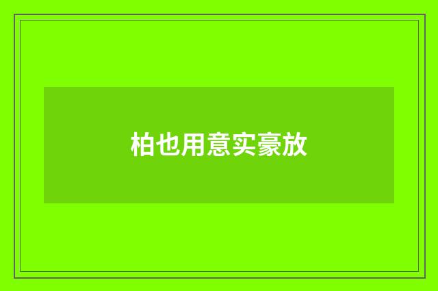 柏也用意实豪放