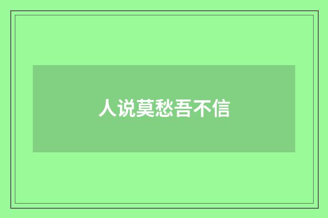人说莫愁吾不信