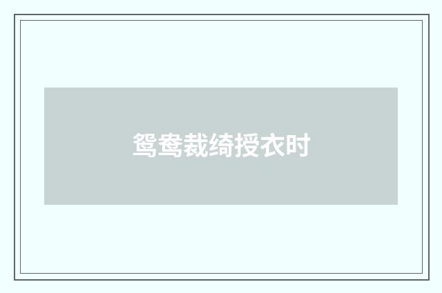 鸳鸯裁绮授衣时
