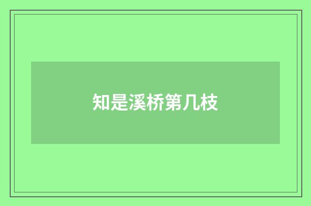 知是溪桥第几枝